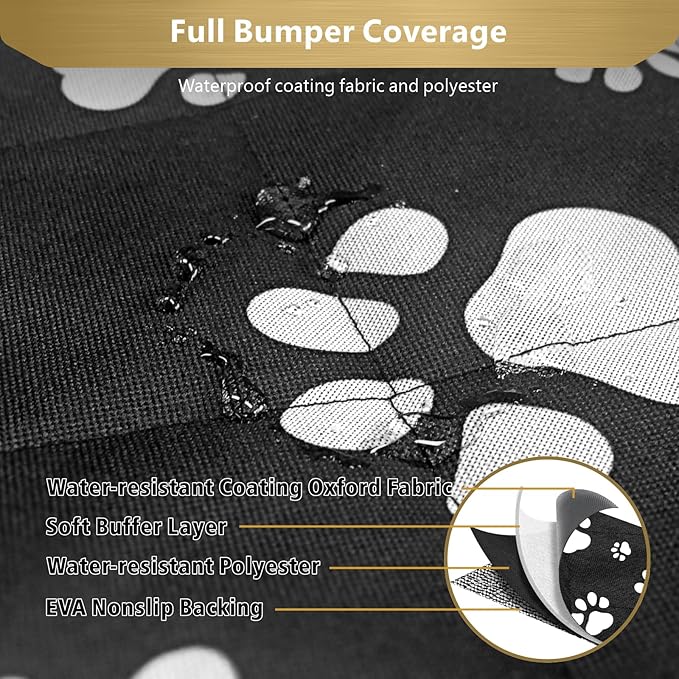 F-color SUV Cargo Liner for Dogs - Waterproof Pet Cargo Liner with Side Flaps, Comfort Dog Cargo Cover with Bumper Flap, Scratchproof Non-Slip Large for Full-Size SUVs Vans, 55 x 93 Inch, Paw