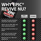Malco Epic Revive Nu Plastic Trim & Cladding Restorer - Restores Faded and Dried Out Plastic/Vinyl and Rubber Back to Black or Gray Finish / 16 Oz (199816)