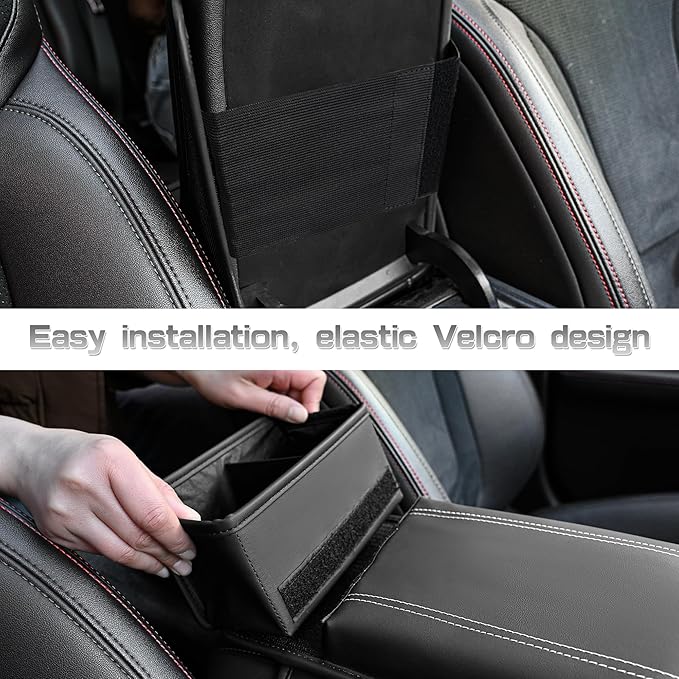 JEYODA Upgraded Car Armrest Cover,Premium Leather Car Armrest Cover Cushion with Storage Holder, Caddy for car (black)