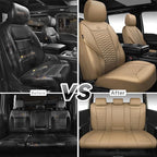 CAR PASS 3D Foam Mesh Leather Car Seat Covers Full Set, Tan Breathable Mesh Faux Leather Seat Covers for Car, Universal Fit for SUV Truck Sedan Automotive, Armrest Airbag Compatible, All Beige