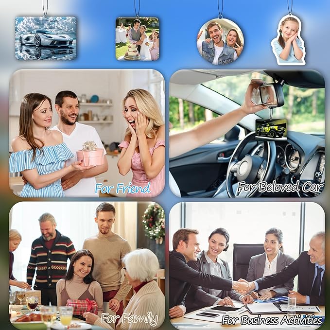 10-1000 Pcs Custom Air Fresheners with Picture - Double Sided Personalized Car Air Freshener with Photo & Logo, Hanging Auto Accessories & Custom Gifts for Branding Business Events (LOGO)
