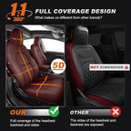 AOMSAZTO Seat Covers for Model 3 2017-2023-Full Set Leather Waterproof Car Seat Covers Airbag-Ready Design Custom Fit for Tesla Model 3(with Armrest & Rear Door Pads Cover)-Wine Red