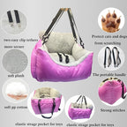 Small Dogs Car Seat Under 25,Fully Detachable and Washable Ultra Soft Carseat Travel, with Clip-on,Portable Handle and Storage Pockets Pet Booster Seats,Portable Dog CarTravel Carrier Bed