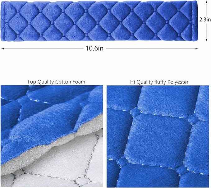 4 Pack Universal Car Seat Belt Pads, Adult Seat Belt Shoulder Strap Covers Harness Pad for Car/Bag,Soft Comfort Helps Protect You Neck Shoulder from The Seat Belt Rubbing (4pack-Blue)
