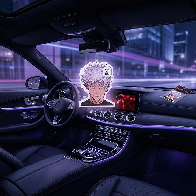 PumpCar 2 pieces satoru Nah I'd Win double-sided hanging Japanese anime cherry-scented air freshener Cool anime hanging for rearview mirror Car Interior Accessories Gifts