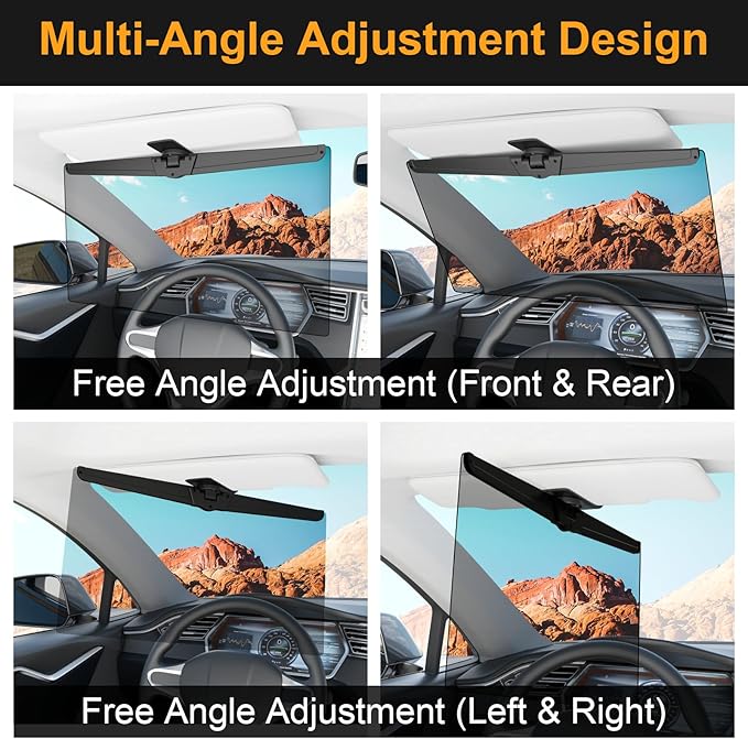 Veharvim Sun Visor Extender for Cars, Polarized Car Visor Extender Sun Blocker UV400, Adjustable Visor Extension, Clip on Sun Visor for Car, Universal, Glare, UV Protector (Large(2 Pack))