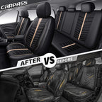 CAR PASS 3D Foam Mesh Leather Car Seat Covers Full Set, Breathable Premium Leather Seat Covers for Car,Anti Slip Universal Fit for Trucks Cars Sedans Vans SUVs, Airbag Compatible, Black Beige