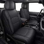 AOMSAZTO Front Car Seat Covers for Jeep Gladiator JT 2020 2021 2022 2023 2024 2025 2026 Custom Fit Car Seat Cover - Front Row Only Faux Leather (Black)