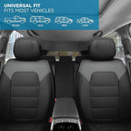 Deluxe Edition Napa Leather Seat Covers Full Set – Black & Gray Car Seat Covers Front Seats and Back Car Seat Protector, Waterproof and Universal Fit for Most Small to Mid Size Truck & SUVs