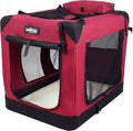 EliteField 3-Door Folding Soft Dog Crate with Carrying Bag and Fleece Bed (2 Year Warranty), Indoor & Outdoor Pet Home (42" L x 28" W x 32" H, Maroon)