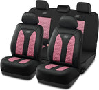 Skechers Memory Foam™ Car Seat Cover Full Sets, Hexcomb Breathable Thick Seat Covers, Airbag Compatible, Automotive Comfort & Protection for Most Cars,Van,Trucks, SUVs (Pink,Full Set)