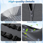 Lumbar Support Pillow for Office Chair Back Support - Memory Foam Lumbar Pillow for Car or Gaming Chair, Ergonomic Back Cushion with Adjustable Strap for Long-Hour Sitting (Grey)