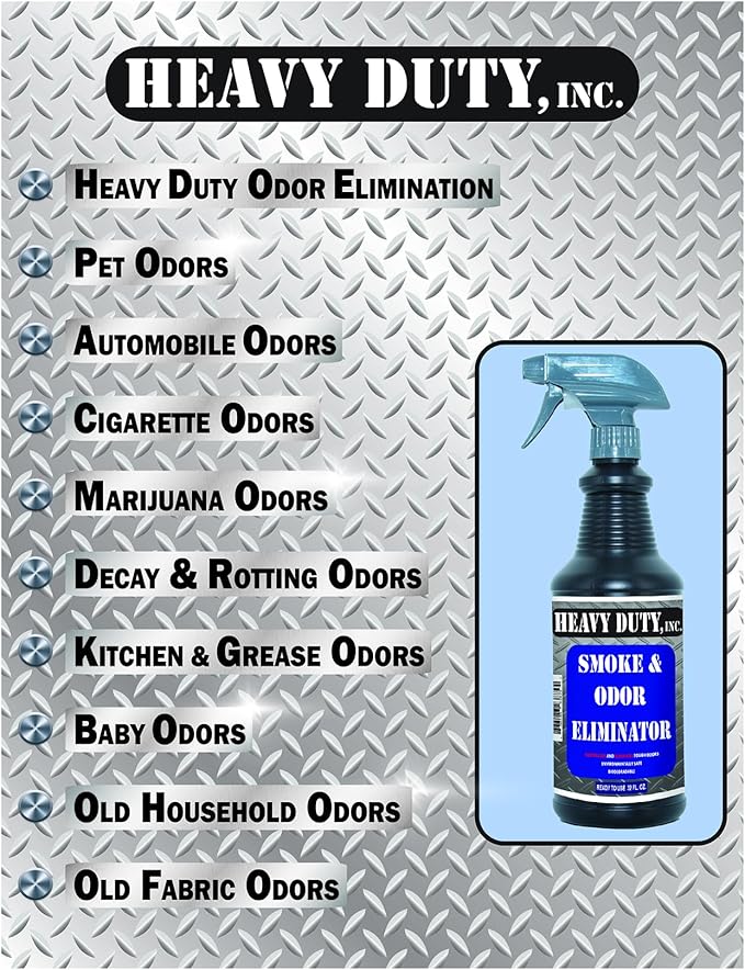 Heavy Duty Odor Eliminator Spray - 32 fl oz - Professional Strength Deodorizer for Pet, Food & Fire Odors - Non-Toxic, Fast-Acting & Residue-Free Formula - Multi-Surface Use