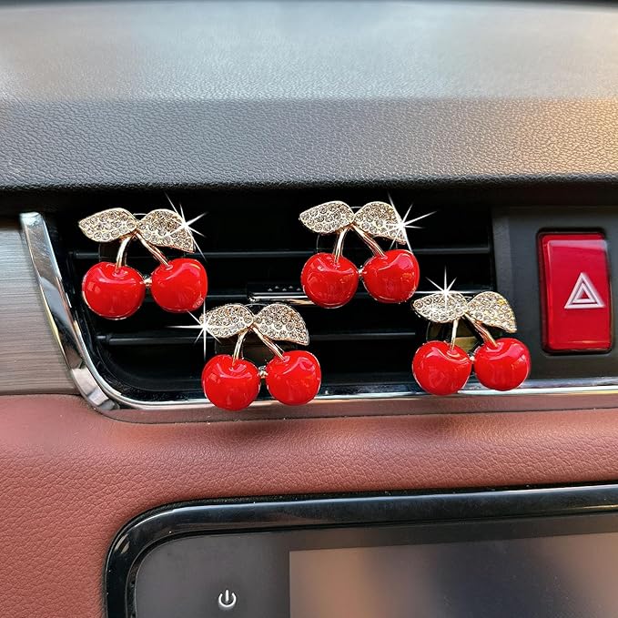 4pcs Cute Turtle Car Air Vent Diffuser – Clip-On Fragrance Air Freshener for Cars with Replaceable Refills, Adorable Animal Car Vent Clip for SUV & Truck (Red Cherry, Ocean)
