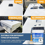 RV Roof Coating White, Wadities Waterproof Solar Reflective Sealant, Flexible RV Roof Sealant for Campers, Trailers, Motorhomes, Metal Buildings and Leak Repairs - 4 Gallon