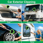 XINDELL 29-inch Windshield Cleaner Tool – Car Interior Window Cleaning Kit with Extended Long Handle & 4 Microfiber Pads, Auto Wiper Windshield Brush for Car, Trucks, SUVs, RVs & Home