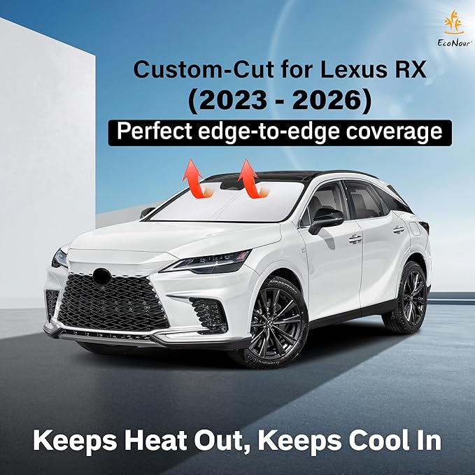 EcoNour Windshield Sunshade Compatible for Lexus RX 2023-2024 2025 2026, Sun Visor for Front Windshield & Window Sun Shade Cover, UV Heat Blocker & Protector, Car Accessories