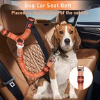 3-Piece Dog Car Harness Set - Retractable, Adjustable, Reflective Dog Seatbelt for Vehicle Headrests, Heavy Duty & High Elastic, Orange