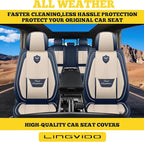 LINGVIDO Car Seat Covers for Front Seats (2 Seats) - Premium Perforated Nappa Leather,Waterproof Shield, Omni-Adapt Fit for SUVs Sedans, Ideal for Rideshare & Pets