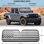 Windshield Sun Shade Compatible with Jeep Wrangler JK JKU JL JLU 1997-2023 & Jeep Gladiator JT 2020-2023 16.5"x52.5" Folding Front Window Sun Shade for Car Accessories (American Flag)
