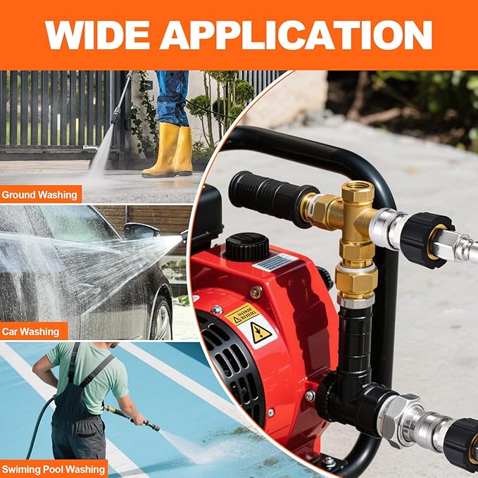 2 PCS Pressure Washer Quick Connect Adapter Set, M22 14mm(5.5in) Swivel to 3/8in Quick Connect Socket & Plug, Max Pressure 5000PSI