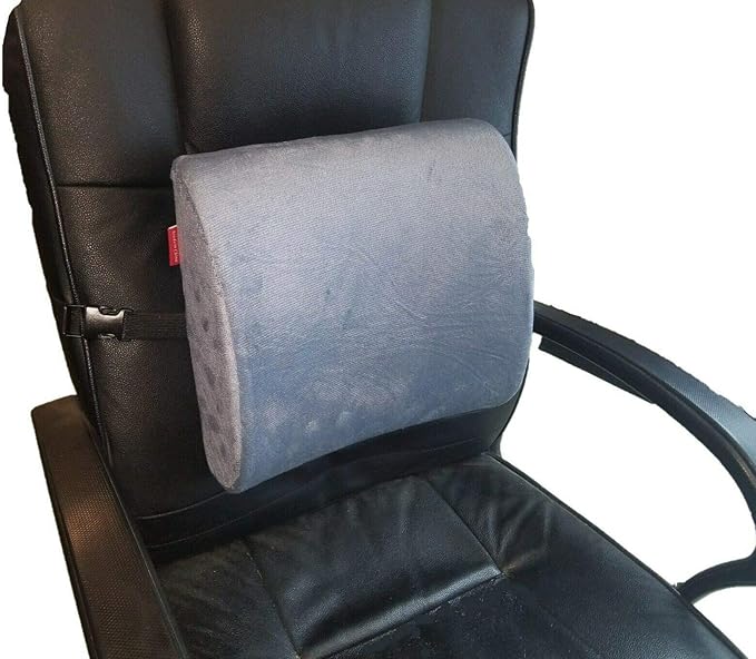 Bookishbunny 2pc Memory Foam Seat Chair Waist Lumbar Back Support Cushion Pillow Car Office Home (Gray)