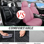 Car Seat Covers for Genesis GV70 2022-2025 2026, Full Set Nappa Leather Waterproof Breathable Anti-Slip Airbag Compatible Car Seats Protector, Car Interior Seats Cover (Pink,+Pillow)