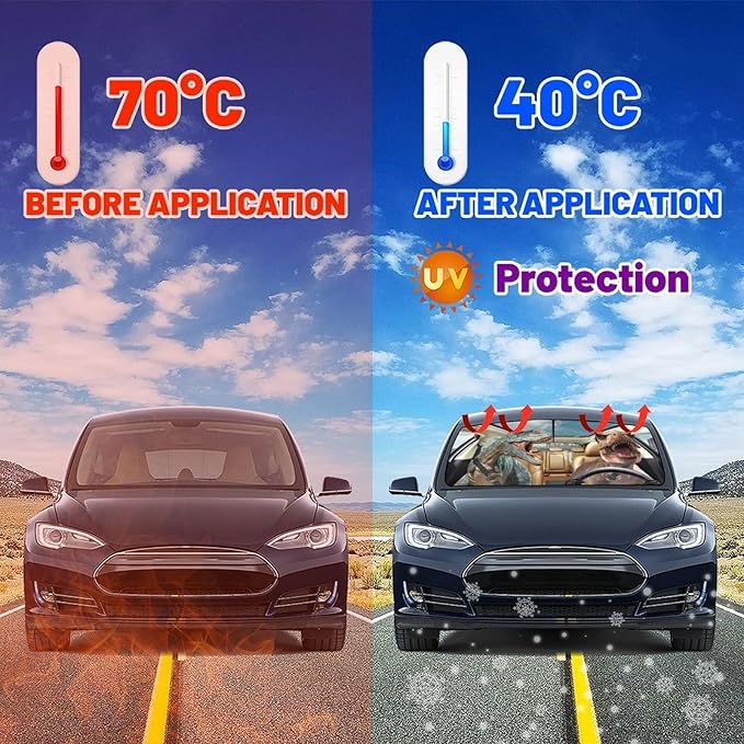 Socira Dinosaur Car Windshield Sunshade Umbrella Foldable Funny Visor Umbrella Sun Shade Cover Sunshade Front Window Cover Dinosaur Car Accessories Blocks Uv Rays (57" X 30")