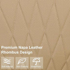 CAR PASS Luxury Nappa Leather Front Car Seat Covers, Sideless Car Seat Protectors with Storage Pocket, Non-Slip Automotive Seat Cover for Cars Trucks SUV, Airbag Compatible, 2 Pack (Beige)