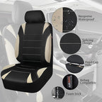 CAR PASS Neoprene EVA Waterproof car seat Covers Front Seats Only, Universal fit for SUV Vehicles Automotive with 5mm Composite EVA Inside,Airbag Compatible (Two Seats 6PCS, Black and Beige)