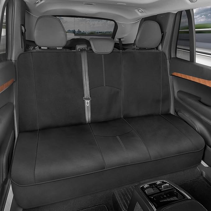 Motor Trend Neoprene Waterproof Seat Covers for Cars, Trucks, & SUV – Black & Gray Automotive Interior Protectors - Rear Split Bench Protector for Kids Dogs & Pets – Forros para Asientos de Carro