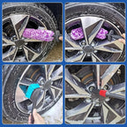4 Pack Wheel Tire Cleaning Brush Kit Cars Motorcycles RVs Trucks Rim Hub Ultra Soft Microfiber No Spatter 360 Bendable Synthetic Woolies Wash Vehicles Bristle Set