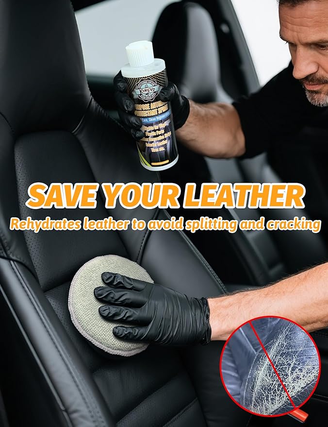 Kingvo Car Leather Conditioner and Car Window Cleaner, Leather Protector Care for Couch Auto Seats,Shower Glass Windshield Washer Fluid Window Tool
