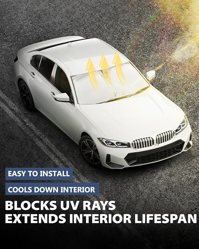 Retractable Windshield Sun Shade for car Windshield Sun Shade,99% UV Blocking,Long-Frequency and Short-Frequency Demand,Small(Sunshade 59.06"x27.56",Umbrella 55.12"x31.5")