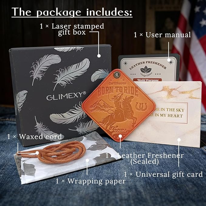 Leather Car Air Freshener Hanging for Cowboy Texas Souvenirs Western Car Accessories Cowboy Gifts for Men Leather Car Scent Western Gifts for Men