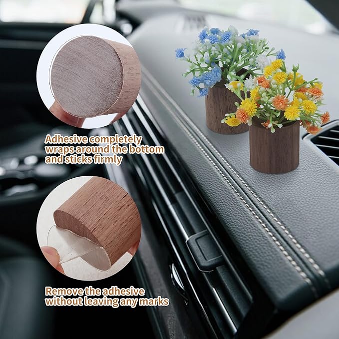 2pcs Plant Flower Car Hanging Air Freshener Accessories with Wooden Essential Oil Diffuser Cute Car Rear View Mirror Hanging Accessories for Home Office Decor