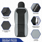 Skechers Memory Foam Seat Covers,Leather Car Seat Covers, Ultimate Comfort & Support Seat CoversFull Sets,Airbag Compatible, Automotive Universal Fit Most for SUVs, Vans, Sedans, Cars, Trucks,Gray