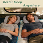 Cooling Camping Pillow, Memory Foam Travel Pillow with Adjustable Buckle Strap & Storage Bag, Compact Small Pillow for Airplane, Car Lumbar, Office, Washable Cooling Cover, Dusk Grey
