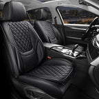 Car Seat Covers Front Seats, Luxury Faux Leather Car Seat Covers Waterproof Non-Slip Seat Protector Universal Fit for Most Cars SUVs Trucks Pick-ups, Black Car Accessories Interior