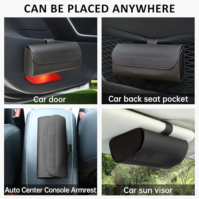 Accmor Glasses Holder for Car Sun Visor, 2 Pack Vehicle Sunglasses Holders Case with Hidden Magnetic Closure, Universal Fit Leather Auto Eyeglasses Organizer Box Eyeglass Hanger Clip Car Accessories