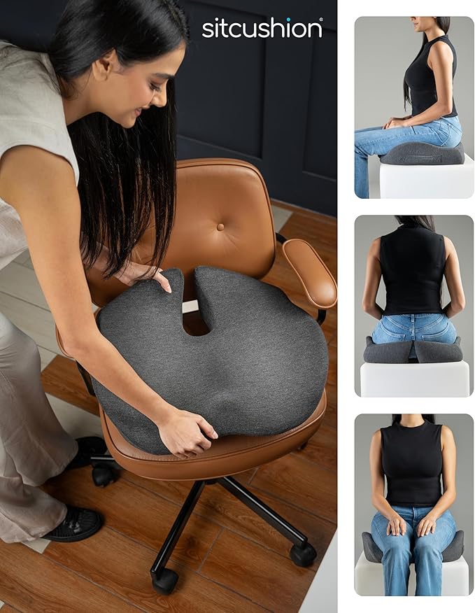 X Large Seat Cushions for Office Chairs, Car & Truck. Gaming Chair Seat Cushion and Sciatica Pain Relief Pillow for Back Pain. Orthopedic Coccyx Cushion for Tailbone Pain Relief (Original Black)