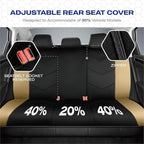 Skechers Memory Foam Seat Covers,Leather Car Seat Covers, Ultimate Comfort & Support Seat CoversFull Sets,Airbag Compatible, Automotive Universal Fit Most for SUVs, Vans, Sedans, Cars, Trucks,Beige