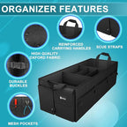 Sposuit Extra Large Trunk Organizer 98L Collapsible Car Storage Trunk Organizer with Removable Dividers & Adjustable Securing Straps for Car SUV Van
