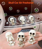 Skull Decor Car Air Freshener Vent Clips, Goth Decor Interior, Gothic Funny Decoration Halloween Horror Skeleton Car Accessories, Skull Stuff Spooky Gifts for Men Women Teens