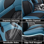 Coverado Wrangler JK Seat Covers for Jeep, Full Coverage Front Waterproof Leather for Cars Automotive Truck Custom Fit for 2008-2012 Jeep Wrangler 2-Door/4-Door (Blue)
