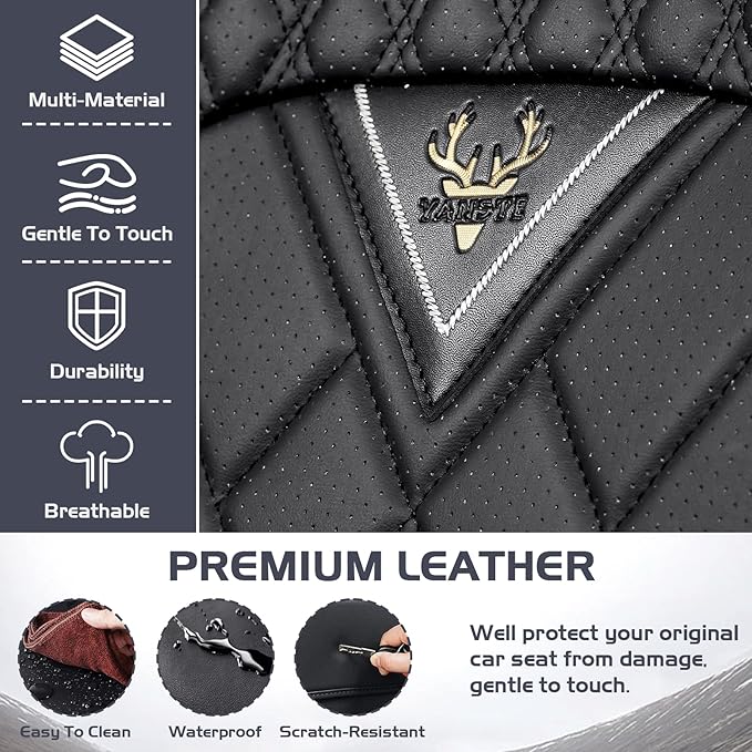 Truck Seat Covers for Toyota Tacoma 2006-2026, Waterproof Premium Leather Full Coverage Car Seat Cover, Muscle Sport Style Auto Interior Seat Cover Sets (Full Set/Black)