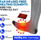 Autocastle Heated Socks for Men Women - Rechargeable Battery Electric Socks for Chronically Cold Feet - Winter Warm Thermal Washable Unisex Foot Warmer for Hunting Skiing Cycling