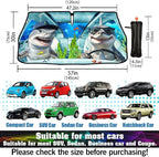 CHILL·TEK Funny Animal Car Windshield Sun Shade Umbrella, Funny Shark Car Sun Shade Umbrella, Block UV Rays Heat Foldable Windshield Umbrella Sun Visor Protector - Keep Vehicle Cool for Cars SUV