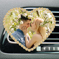 Personalized Car Air Freshener with Photo – Custom Rhinestone Vent Clip & Heart-Shaped Acrylic Picture Frame for Car Interior Decoration Accessories (Champagne, One Size)