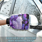 Emelivor Sleeping Fox Mushroom Fall Violet Car Wash Mitt Microfiber Cleaning Gloves Scrub Mitts Brush Scratch Free for Car Cleaning Supplies 2-Pack